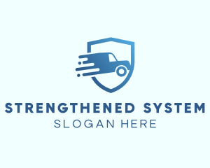 Blue Delivery Truck Van logo design