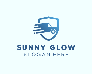 Blue Delivery Truck Van logo design