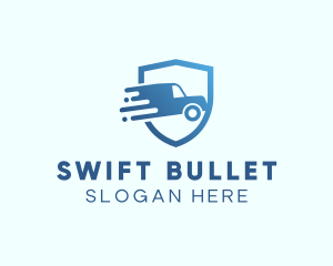 Blue Delivery Truck Van logo design