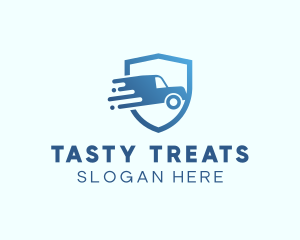 Blue Delivery Truck Van logo design