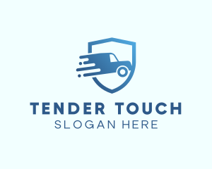 Blue Delivery Truck Van logo design