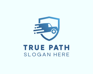 Blue Delivery Truck Van logo design