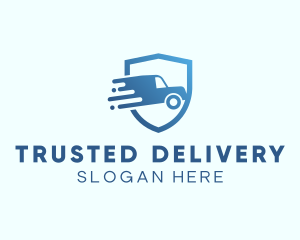 Blue Delivery Truck Van logo design