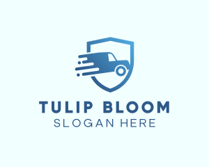 Blue Delivery Truck Van logo design