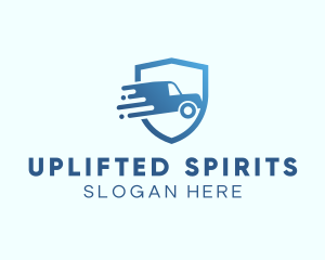 Blue Delivery Truck Van logo design