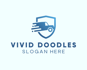 Blue Delivery Truck Van logo design