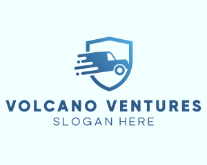 Blue Delivery Truck Van logo design