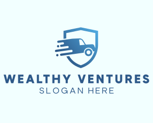 Blue Delivery Truck Van logo design