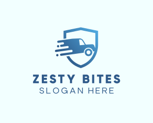 Blue Delivery Truck Van logo design