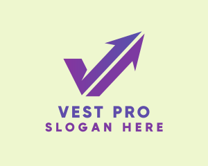 Violet Letter V Arrow Courier  logo design