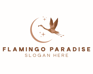 Moon Geometric Flamingo Bird logo