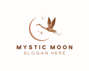 Moon Geometric Flamingo Bird logo design