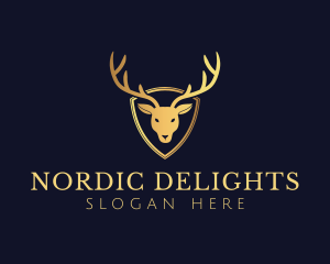 Gold Deer Antlers logo design