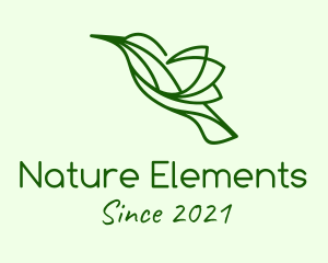 Green Natural Hummingbird logo design