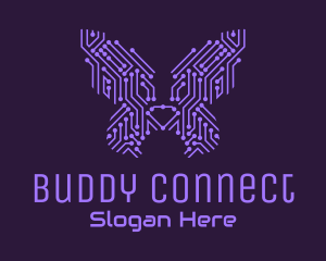 Purple Butterfly Circuit logo design