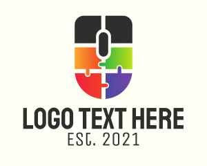 Click - Colorful Mouse Puzzle logo design