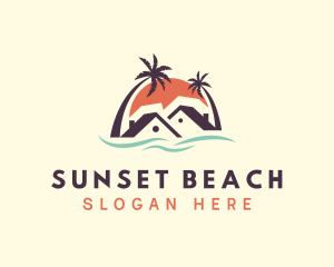 Beach Home Sunset logo design