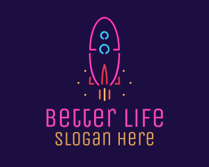 Neon Space Rocket Logo