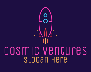 Neon Space Rocket logo design