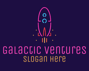 Neon Space Rocket logo design