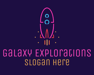 Neon Space Rocket logo design