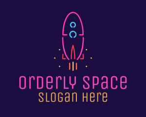 Neon Space Rocket logo design