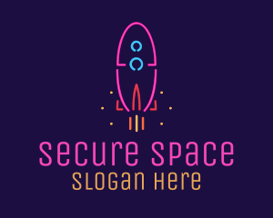 Neon Space Rocket logo design