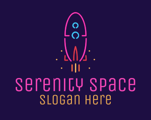 Neon Space Rocket logo design