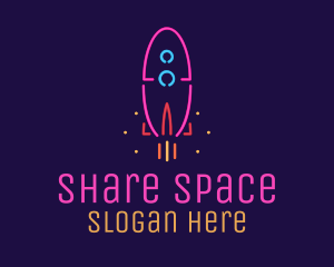 Neon Space Rocket logo design