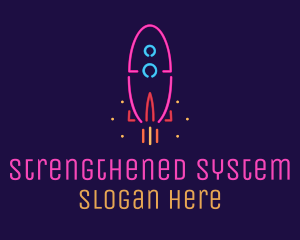 Neon Space Rocket logo design