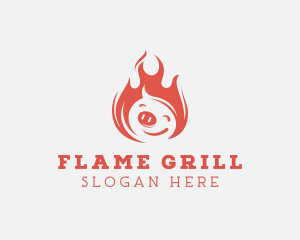 Fire Grill Pork Barbecue logo design