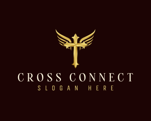 Crucifix Cross Wings logo design