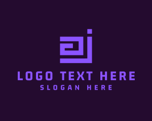 Cyber Monogram Letter AJ Logo