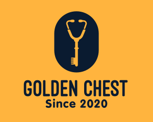 Golden Key Stethoscope logo design