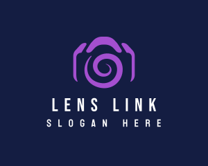 Camera Lens Whirl logo design