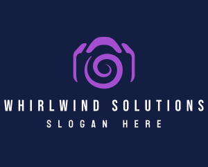 Camera Lens Whirl logo design