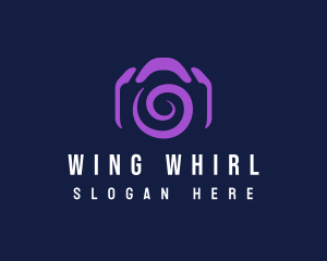 Camera Lens Whirl logo design