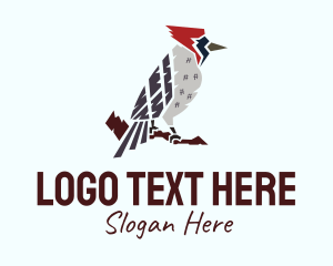 Perched Wild Woodpecker logo