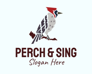 Perched Wild Woodpecker logo design