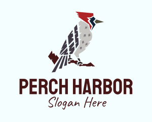 Perched Wild Woodpecker logo