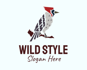 Perched Wild Woodpecker logo design