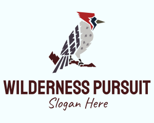 Perched Wild Woodpecker logo design