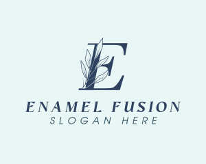 Blue Floral Letter E  logo design