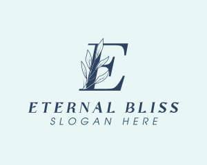 Blue Floral Letter E  logo design