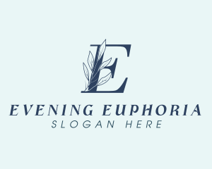 Blue Floral Letter E  logo design