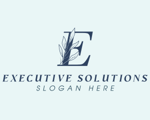 Blue Floral Letter E  logo design