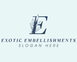 Blue Floral Letter E  logo design