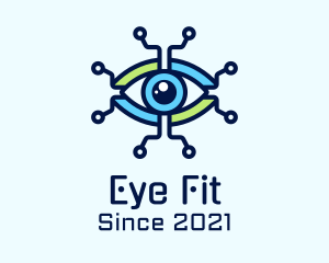 Tech Circuit Eye logo design