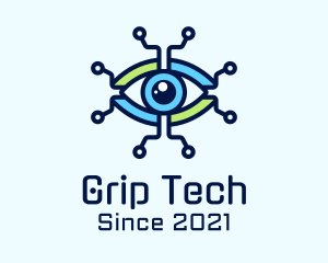 Tech Circuit Eye logo design