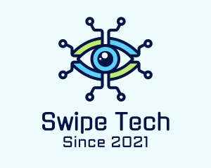 Tech Circuit Eye logo design